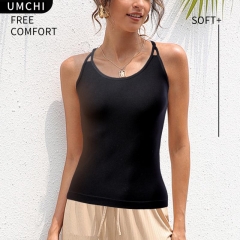 2024 Must-Have: Soft & Stylish Double Cross-Back Camisoles Budget-Friendly! UMCHI!